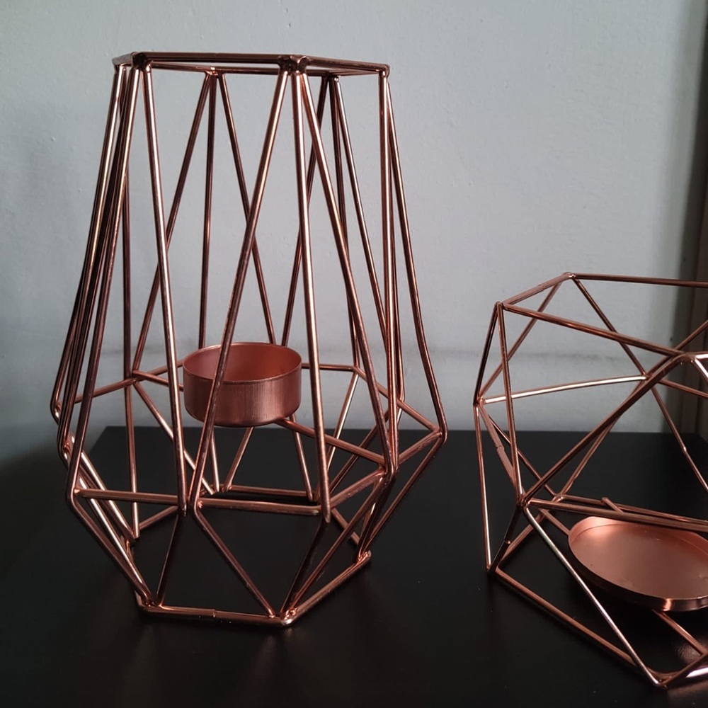 Rose Gold Geometric Centerpieces